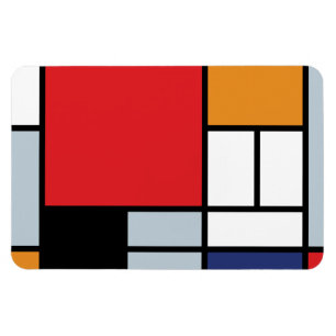Magnet Flexible Piet Mondrian - Composition avec un grand plan rou