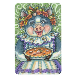 MAGNET FLEXIBLE PIG & ACORN PIE, THANKSGIVING MADE WITH LOVE