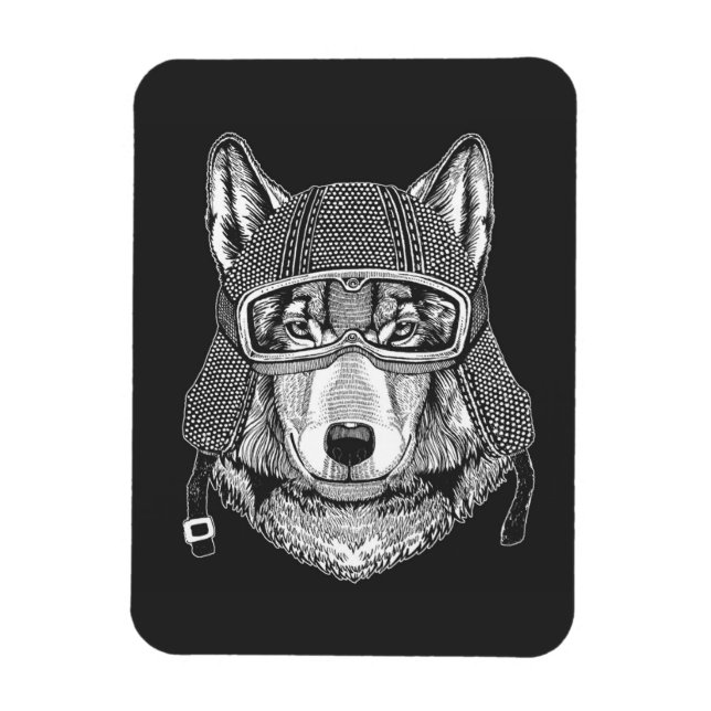 Magnet Flexible Pilote de motocyclette Wolf Dog (Vertical)