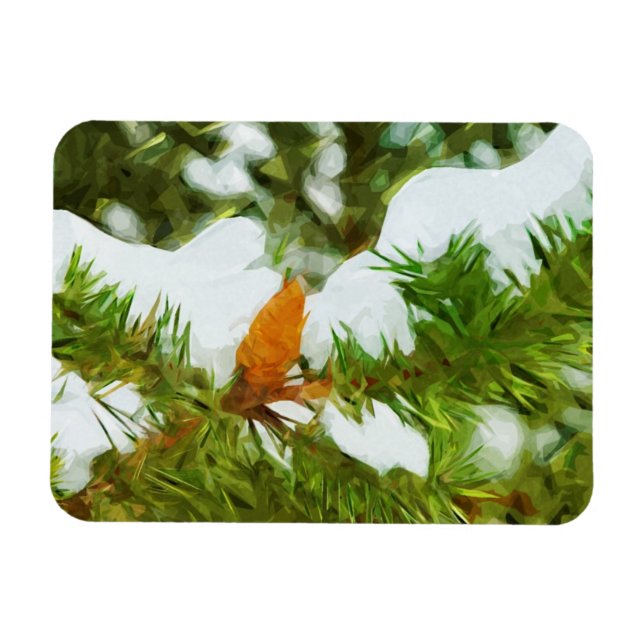 Magnet Flexible Pin couvert de neige Impressionnisme Abstrait (Horizontal)