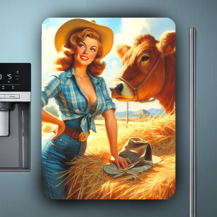 Magnet Flexible Pin-up Cowgirl Mignonne Vintage