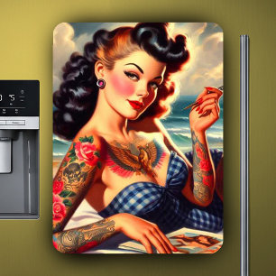 Magnet Flexible Pin-up de plage tatouée vintage