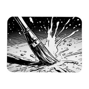 Magnet Flexible Pinceau de style graphique noir et blanc Tache de