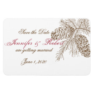 Magnet Flexible Pine Cone Nature Mariage Enregistrer la date