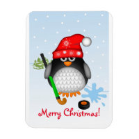Pingouin de hockey de Noël mignon et aimant texte 