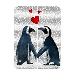 Magnet Flexible Pingouins Avec Coeurs D'Amour