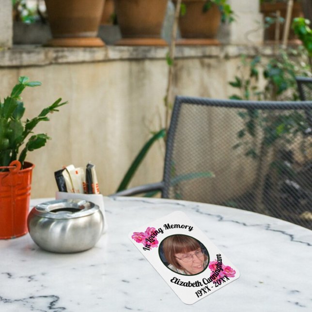 Magnet Flexible Pink Rose Loving Memory Photo Memorial  (Créateur téléchargé)