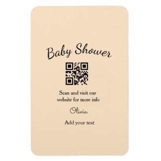 Magnet Flexible Pink simple baby shower q r code add name text thr