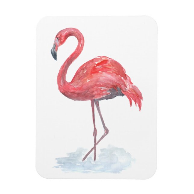 Magnet Flexible Pink watercolor Flamingo . (Vertical)