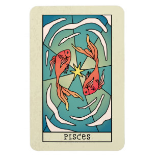 Magnet Flexible Pisces Zodiac Sign Abstract Art Vintage 