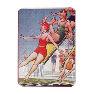Magnet Flexible Piscine Fête Nage Vintage Été