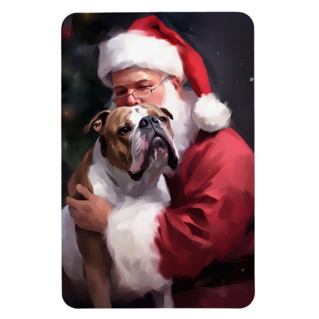 Magnet Flexible Pitbull avec Noël Festif du Père Noël (Vertical)