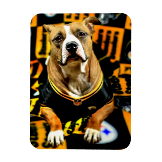 Magnet Flexible Pitbull Secourt Dog Football Fanatic (Vertical)