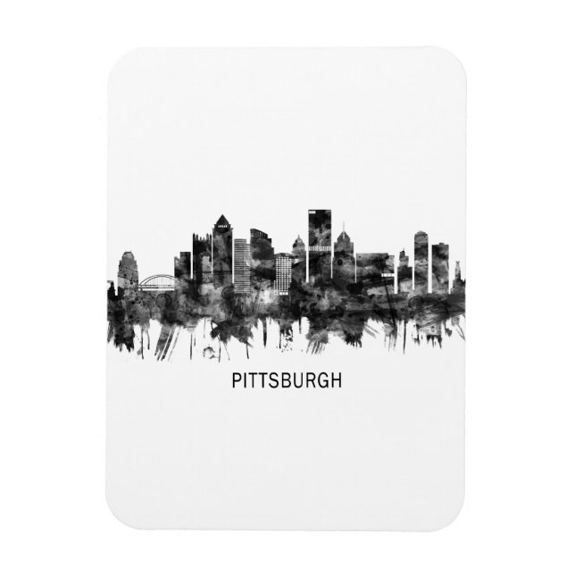 Magnet Flexible Pittsburgh Pennsylvania Skyline BW (Vertical)
