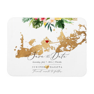 Magnet Flexible PixDezines Elegant Gold Key West Map, DO-IT-YOURSE