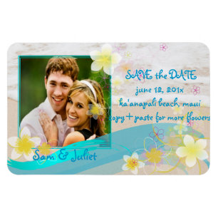 Magnet Flexible PixDezines plage+plumeria enregistrer la date/do-i