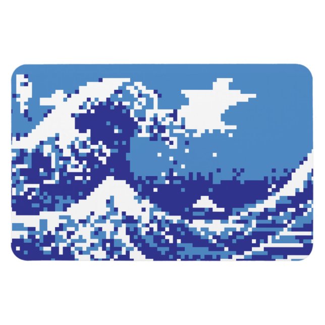 Magnet Flexible Pixel Tsunami bleu 8 bits Pixel Art (Horizontal)