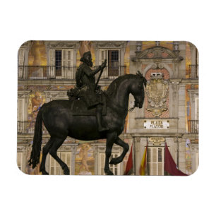 Magnet Flexible Place Majeur avec statue de Filipe III, Madrid,