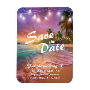 Magnet Flexible Plage au coucher de soleil tropical Code QR Enregi