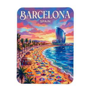 Magnet Flexible Plage de Barceloneta Espagne