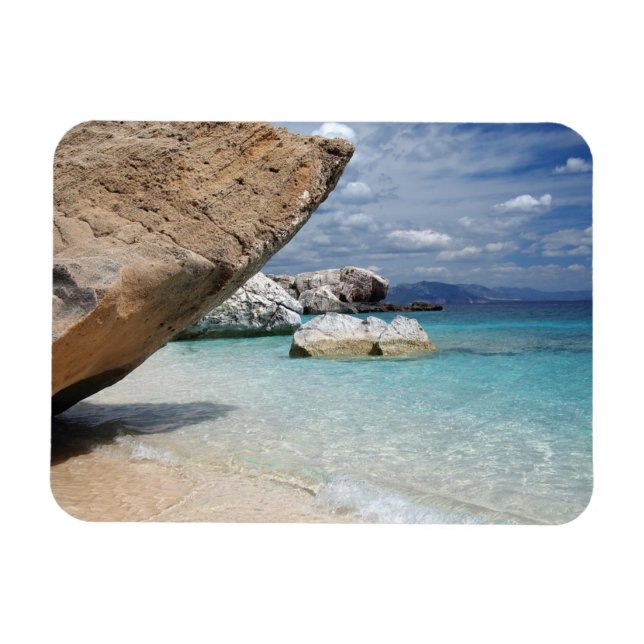 Magnet Flexible Plage de Sardaigne avec gros rochers aimant rectan (Horizontal)