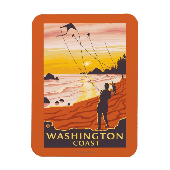 Magnet Flexible Plage et cerfs-volants - Côte Washington (Vertical)