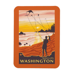 Magnet Flexible Plage et cerfs-volants - Moclips, Washington