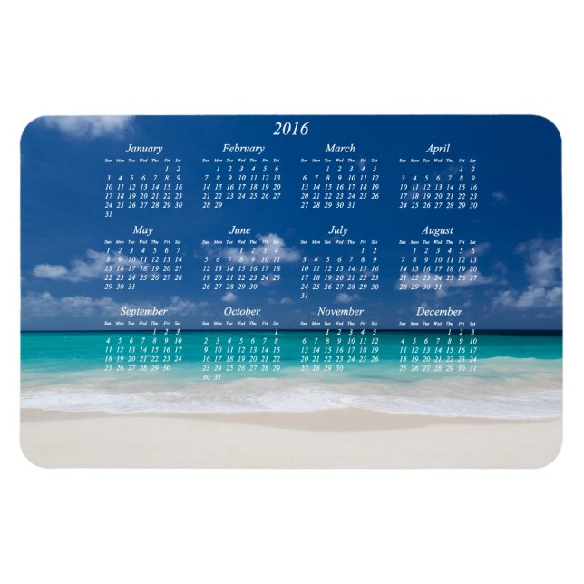 Magnet Flexible Plage grande personnalisée 2016 Calendrier magnéti (Horizontal)