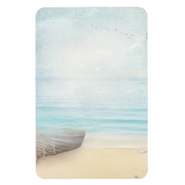 Magnet Flexible Plage nautique avec Rowboat & Fishing Net (Vertical)
