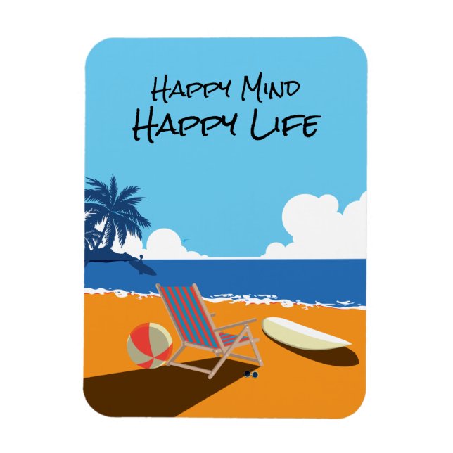 Magnet Flexible Plage, Surf-board, chaise, océan (Vertical)