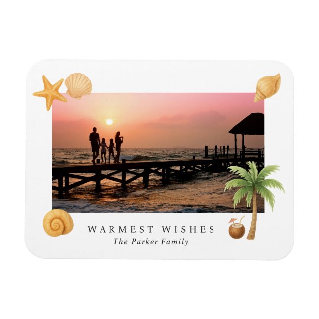 Magnet Flexible Plage Warmest Warmest Photo Noël moderne (Horizontal)