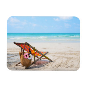 Magnet Flexible Plages tropicales   Chaise de plage sur sable