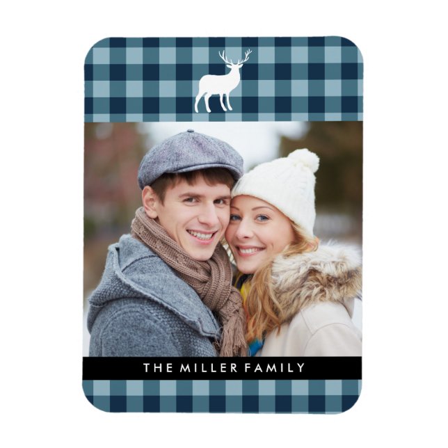Magnet Flexible Plaid bleu et bâton blanc | Vacances (Vertical)