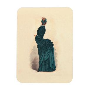 Magnet Flexible Planche de mode antique victorienne : Robe à tourn