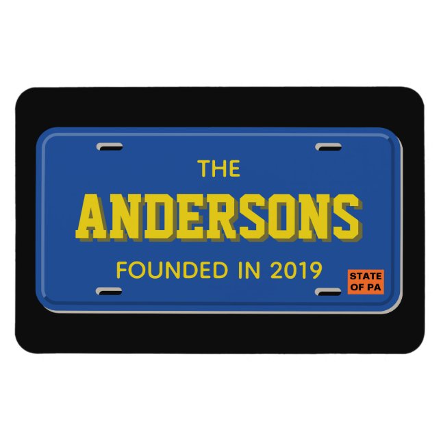 Magnet Flexible Plaque de licence bleue et or personnalisée (Horizontal)