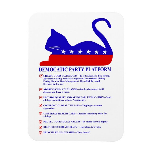 Magnet Flexible Plate-forme du Parti Démocratique Drôle Chat polit (Vertical)