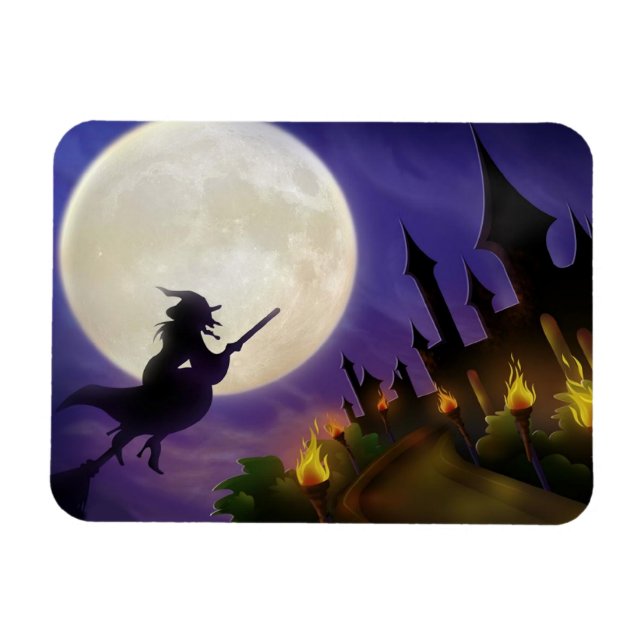 Magnet Flexible Pleine lune de sorcière d'Halloween (Horizontal)