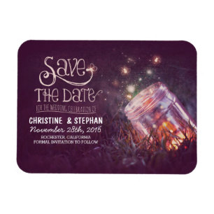 Magnet Flexible Plum Mason Fireflies Jar Enregistrer la date