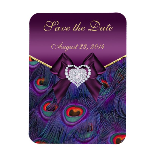 Magnet Flexible Plum Peacock Enregistrer la date (Vertical)