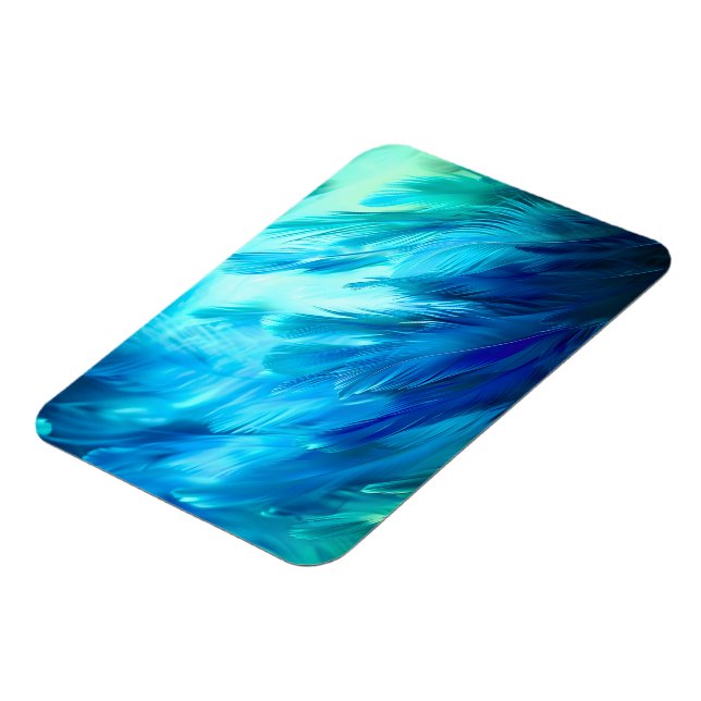 Magnet Flexible Plume Abstraite Bleu Vert (Côté Gauche)