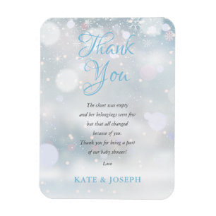 Magnet Flexible Poème de remerciement pour Baby Shower Flocons de