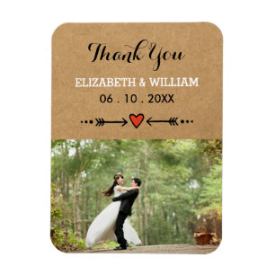 Magnet Flexible Poignées et flèches roses Merci Mariage rustique