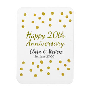 Magnet Flexible Points dorés scintillent joyeux 20e anniversaire d