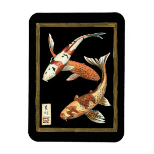 Magnet Flexible Poisson rouge de Koi de deux Japonais sur