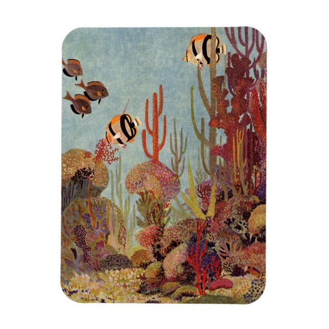 Magnet Flexible Poissons-anges en corail, poissons tropicaux Vinta (Vertical)