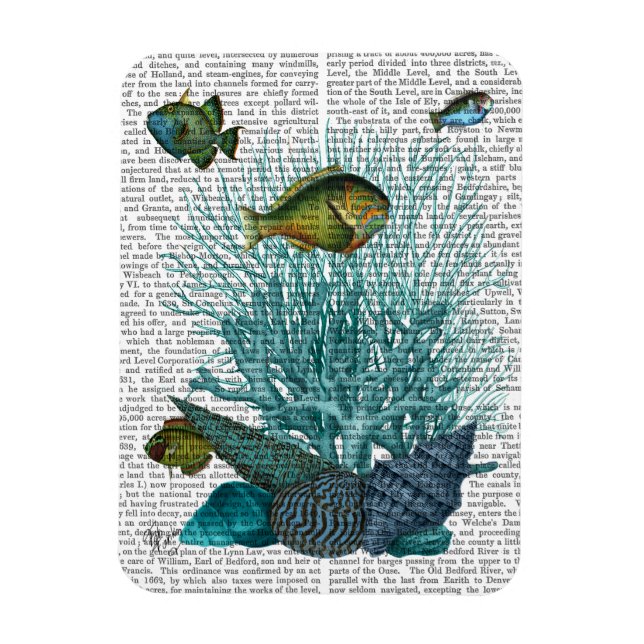 Magnet Flexible Poissons Bleus Coques et Coraux (Vertical)