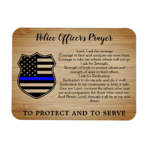 Magnet Flexible Police Officier Prière Rustique Mince Ligne Bleue
