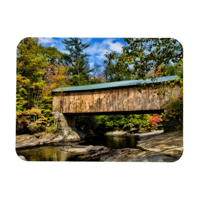 Magnet Flexible Pont couvert de Montgomery avec feuillage d'automn (Horizontal)