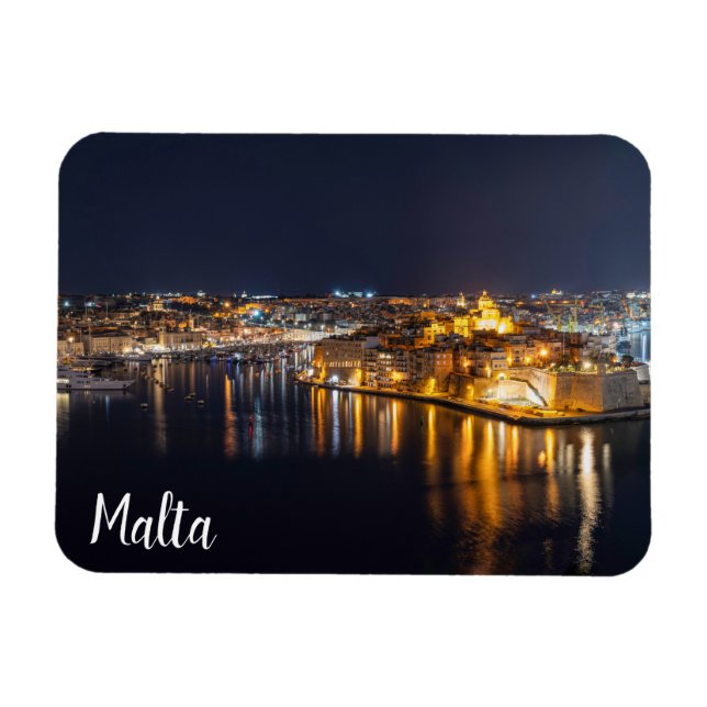 Magnet Flexible Port de Malte illuminé la nuit (Horizontal)