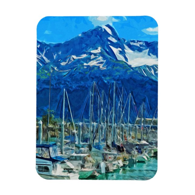 Magnet Flexible Port de Seward Alaska Impressionnisme Abstrait (Vertical)